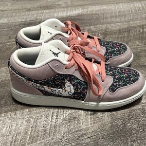 Air Jordan Nike Youth Sneakers - Pink, Blue, and White Floral